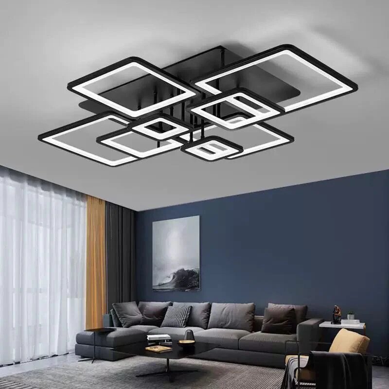 Lustra LED cu Telecomanda, 344W, 3 tipuri de lumina, Negru