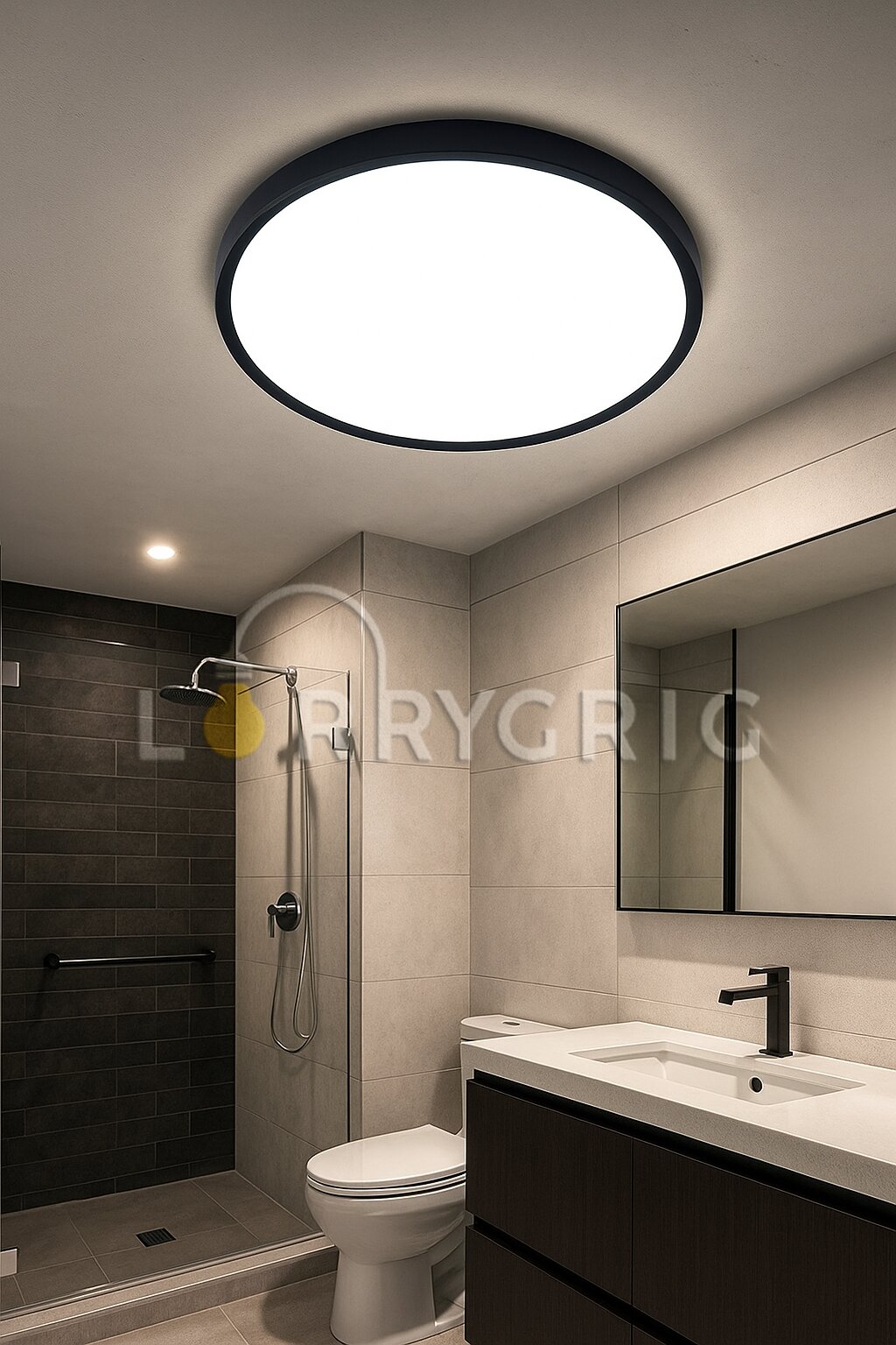Plafoniera LED Baie 30CM, 24W, 3 tipuri de lumina, IP40, Negru
