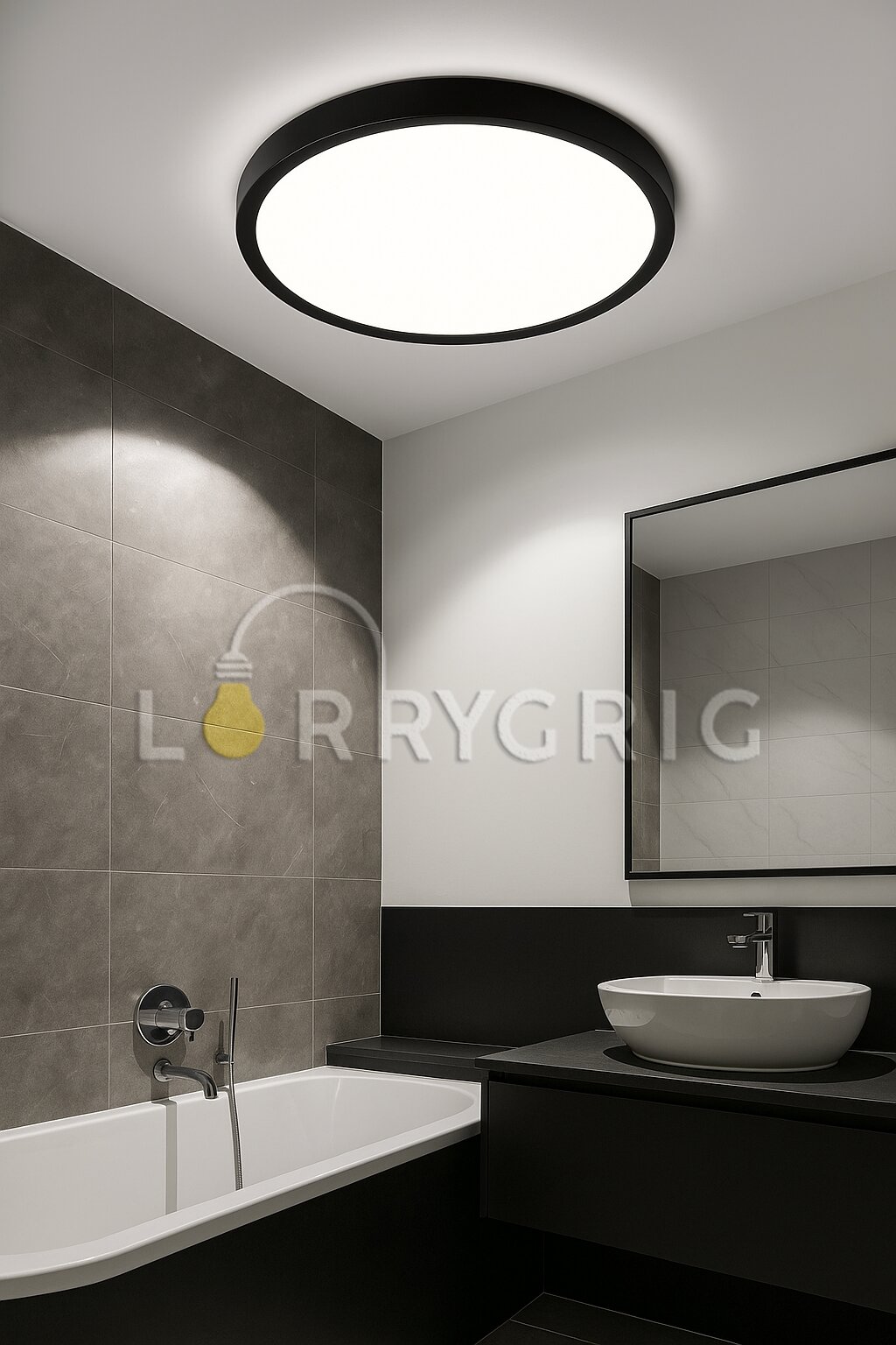 Plafoniera LED Baie 40CM, 32W, 3 tipuri de lumina, IP40, Negru