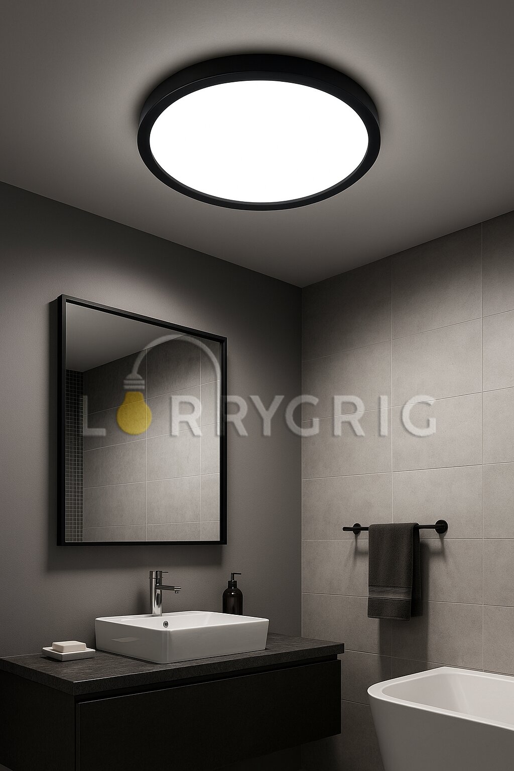 Plafoniera LED Baie 50CM, 40W, 3 tipuri de lumina, IP40, Negru