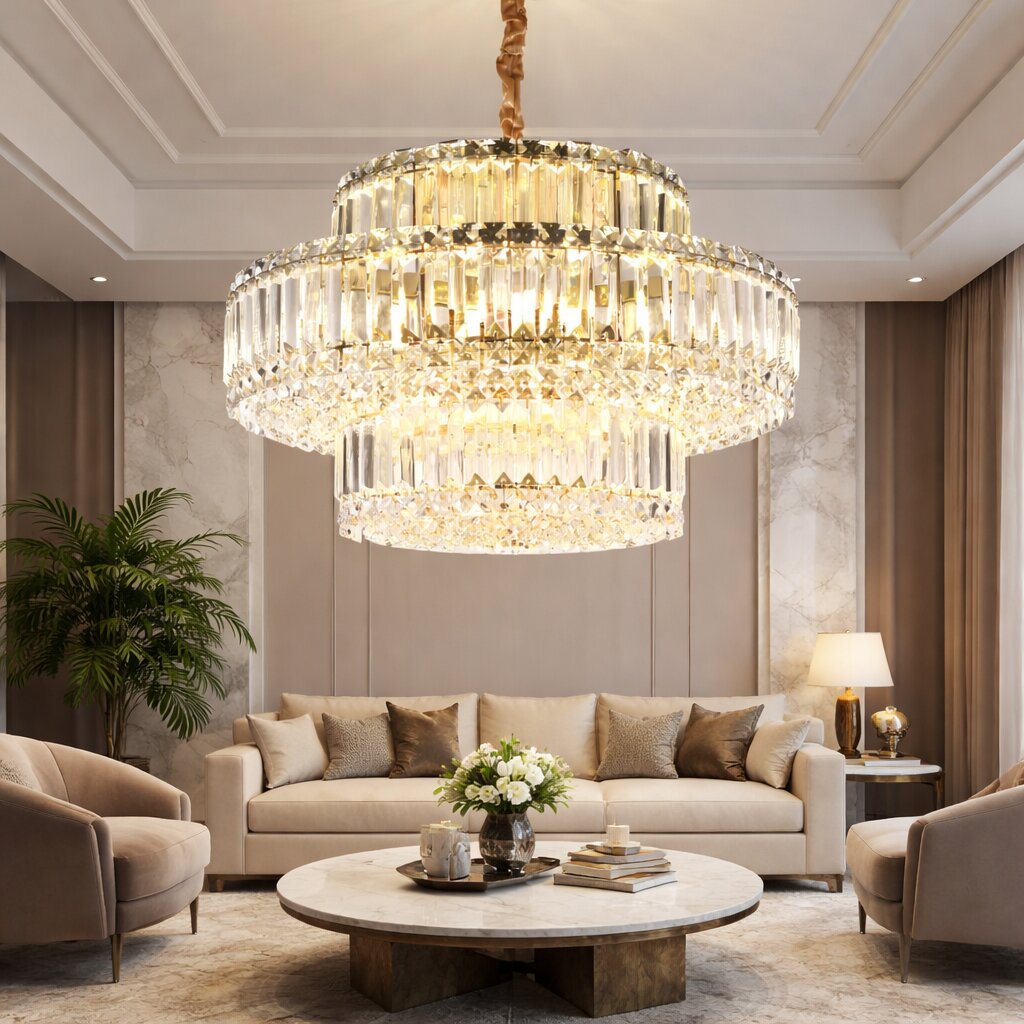 Candelabru Cristal, 55cm, 8 x E14, Auriu