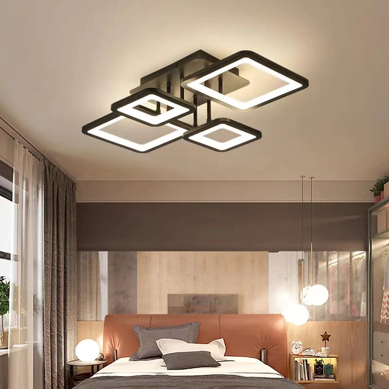 Lustra LED cu Telecomanda, 128W, 3 tipuri de lumina, Negru