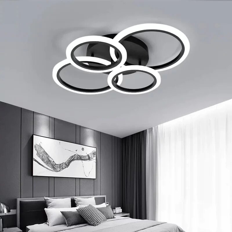 Lustra LED cu Telecomanda, 76W, 3 tipuri de lumina, Negru