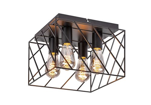 Plafoniera Boroo, 4 x E27, negru mat