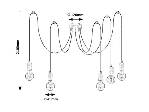 Pendul Dollien, 5 x E27, Negru