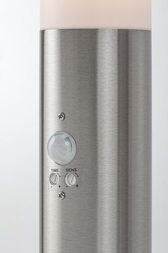 Lampadar Inox Torch cu senzor de miscare, 1 x E27, crom satin, IP44