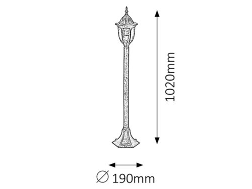 Lampadar Milano, 1 x E27, auriu antic, IP43
