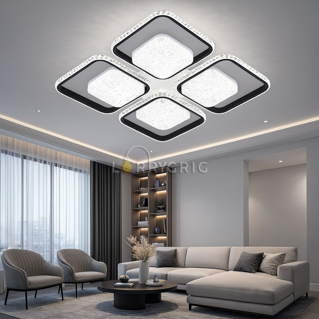 Lustra LED cu Telecomanda, 216W, 3 tipuri de lumina, Alb