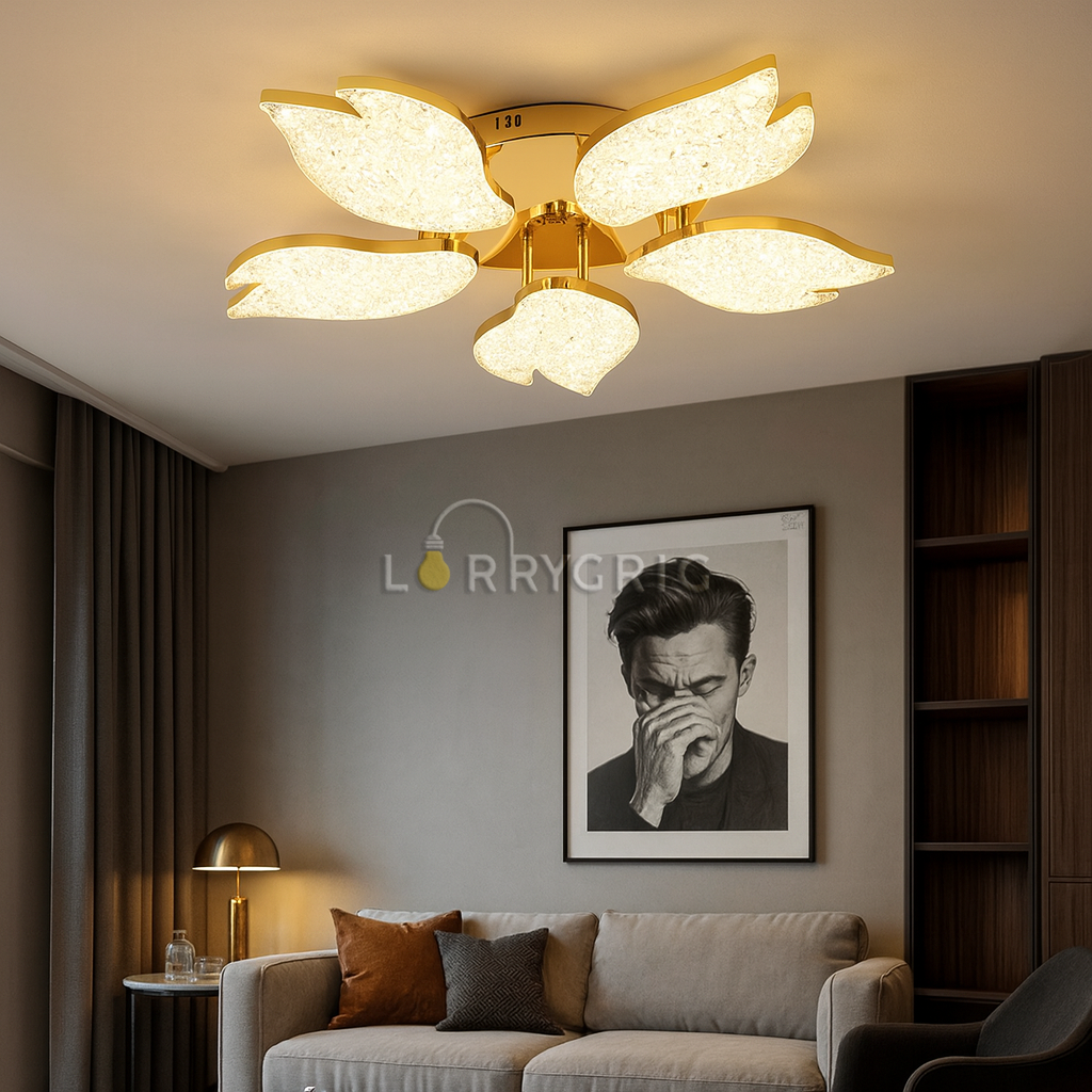 Lustra LED cu Telecomanda, 100W, 3 tipuri de lumina, Auriu